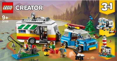 Image de LEGO 31108 Creator Ensemble de jeu de vacances en camping 3 en 1 avec voiture, camping-car, bus de camping, phare, jouet de construction d'été