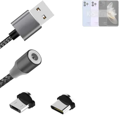Produktbild von K-S-Trade Hochwertiges Magnet-Lade-kabel Sync-Kabel Daten-Kabel für Cubot P80 mit USB-Typ-C-Anschluss und Micro-USB-Anschluss 2A bis zu 480mbps
