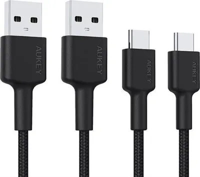 Produktbild von AUKEY CB-CMD29 USB Kabel 2m USB 2.0 USB A Kabel auf USB C für Samsung Galaxy Note, Nexus, Nintendo, 2 Stücken in einer Packung, schwarze Farbe