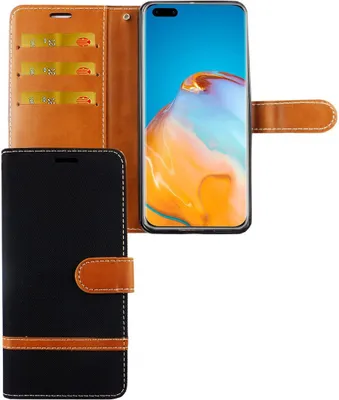 Produktbild von Huawei P40 Handy Hülle Schutz Tasche Case Cover Kartenfach Etuis Schwarz
