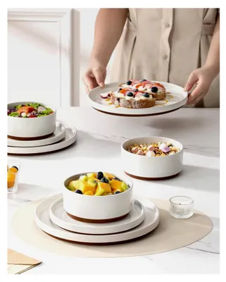 Produktbild von Tafelservice für 6 Personen, 24-teiliges Geschirrset aus Porzellan mit 12 Speisetellern, 6 Desserttellern und 6 Schalen