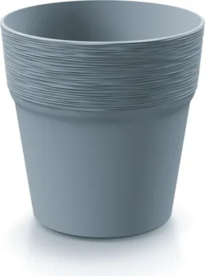 A single gray plant pot is shown against a white background.