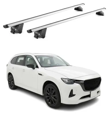 Produktbild von Dachträger Grundtäger für Mazda CX-80 2024-2026 100kg Aluminium Silber 2tlg, KI-generiertes Bild