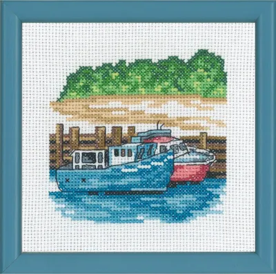 Productafbeelding van Permin kruissteekset "Bateau Bleu", telmodel, 13x13 cm, 13-8117