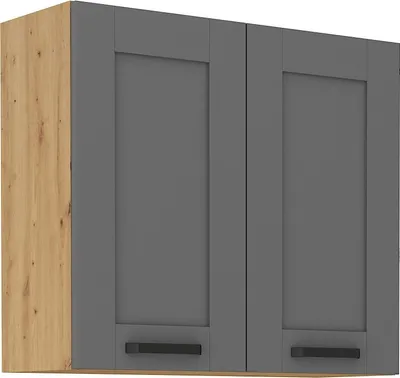 Immagine prodotto di Armadietto superiore da cucina LAILI - larghezza 80 cm, grigio / rovere artisan