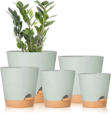Productafbeelding van Zelfwaterende plantenpotten met drainage – 5 verschillende maten, geschikt voor kamerplanten, cactussen en orchideeën