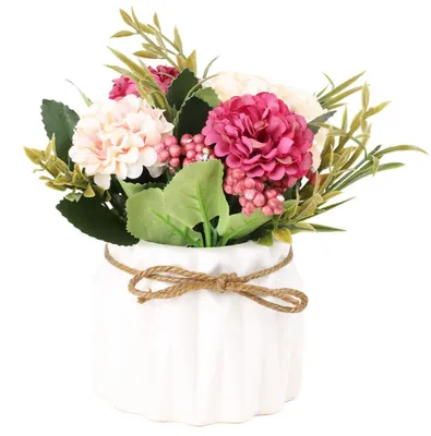 Produktbild von Künstliche Blumen, Mini-Hortensien im Topf zur Dekoration