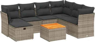 Immagine prodotto di vidaXL Set di divani da giardino 8 pezzi con cuscini in polirattan grigio