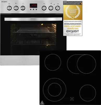 Produktbild von Exquisit EHE 185-1.2-Set Einbau-Herd Glaskeramikkochfeld | Ober-/Unterhitze | Inox