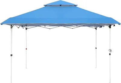Obrázok produktu pre Altánok - Pavilón - Vysúvací párty stan - Plážový stan - Na terasu, záhradu a párty - 3,6x3,6 m - Modrý - Odolný voči vode a UV žiareniu - Nastaviteľná výška