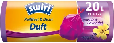 Image de Swirl sac poubelle parfumé vanille lavande avec cordon de serrage 20 litres 12 sacs
