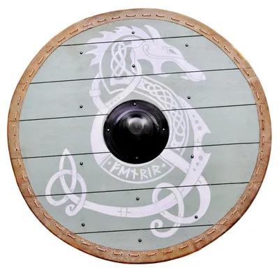 Produktbild von Wikingerschild mit Rohaut-Umrandung, 80 cm „Fenrir“
