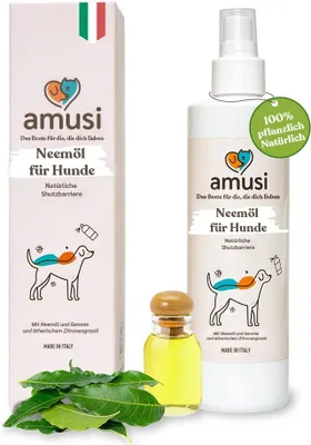 Produktbild von amusi Neemöl-Zeckenspray für Hunde 250 ml – Natürliches Schutzspray für Hunde, Zeckenschutz gegen Zecken, Insektenspray & Insektenschutz