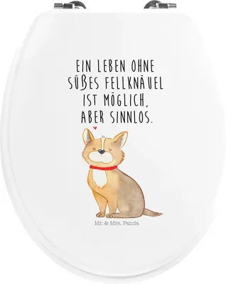 Produktbild von Mr. & Mrs. Panda WC Sitz Hund Glück - Weiß - Geschenk, Sprüche, klo deckel, Toilettendeckel, Klodeckel, WC-Sitz, Süß, Herz, Spruch, Liebe