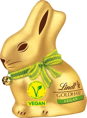Produktbild von Lindt Goldhase vegan Kakaoerzeugnis mit Hafermehl und Hafersirup 100g