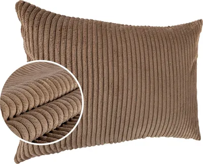 Produktbild von Kissenhülle Cordsamt einfarbig für Zierkissen ohne Füllung 50 x 30 cm Braun