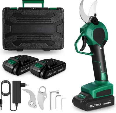 Image de LZQ Batterie Sécateur électrique sans fil, 21V 630W Sécateur de jardin, 30 mm de diamètre de coupe, Efficace pour les arbres fruitiers Bonsai Branches de coupe Cutter avec 2 batteries