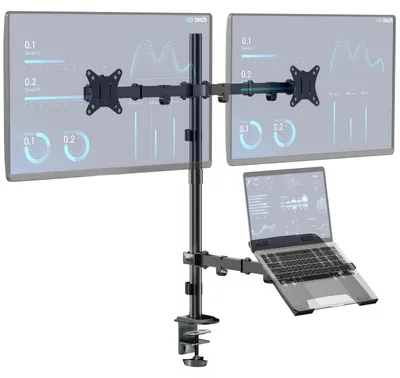 Immagine prodotto di Supporto per due monitor e portatile - Adatto per 2 monitor fino a 32 pollici e un portatile da 15 pollici