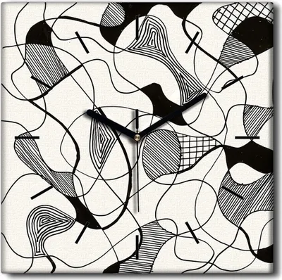 Produktbild von Coloray Uhr auf Leinwand 30x30 cm Wand Uhr Dekoration Wohnzimmer Segeltuch schwarze Hände -Tintenabstraktion
