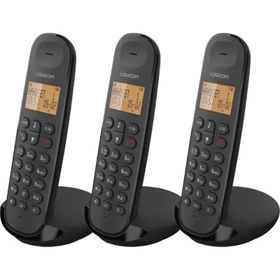 Image de Téléphone Fixe Sans Fil LOGICOM DECT ILOA 350 TRIO, Noir, Sans Répondeur