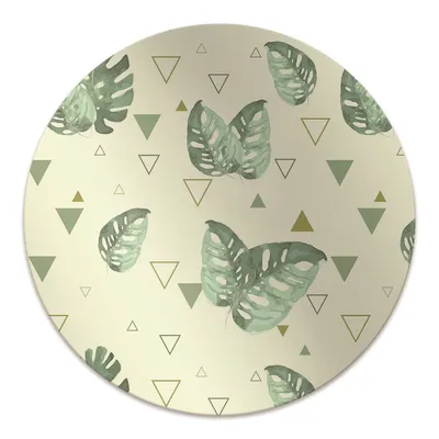 Produktbild von Rundmatte - Stuhlunterlage Bürostuhlunterlage - Rund Ø 100 cm - Bodenmatte - Fußmatte - Monstera und Dreiecke