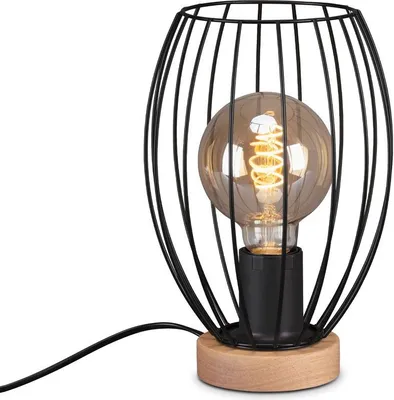 Produktbild von Tischleuchte Tischlampe Schalter Retro 1xE27 40W schwarz Metall-Holz Briloner