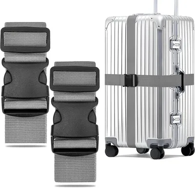 Produktbild von Koffergurt 2 Stš¹ck, Kofferband Gurt Auff?llig, Erweiterte Koffergurte Maximal 200cm, Sicher Kofferb?nder,Robuster Koffer Gurtband, Luggage Strap(Grau)