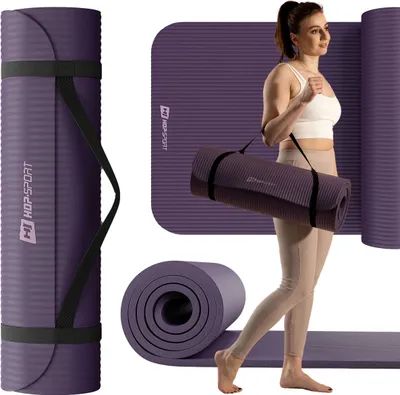 Produktbild von Hop-Sport Gymnastikmatte NBR-Schaumstoff Violett 190 x 60 x 1,5 cm, gelenkschonend, rutschfest, inkl. Tragegurt, geringes Formgedächtnis, allergikerfreundlich, für Yoga, Pilates, Cardio & Krafttraining