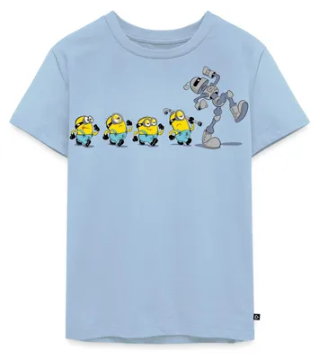 Produktbild von Spreadshirt Minions Marsch Mit Roboter Kinder Premium T-Shirt, 122/128 (6 Jahre), Hellblau