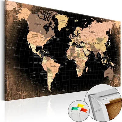 Produktbild von Vliesstoff Korkbild - Planet Earth 120x80 cm Karten k-B-0011-p-b