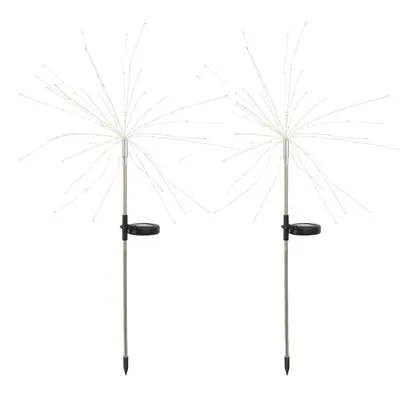 Image de Lot de 2 balises solaires décoratives à planter LED 2x FIREWORKS SPIKE H97cm