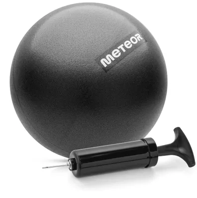 Produktbild von Meteor Pilates Ball 22cm schwarz - rutschfest, 200kg, mit Pumpe, Yoga Gymnastik Fitness