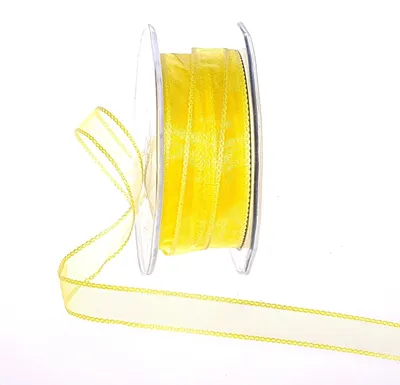 Produktbild von Organzaband mit Flechtkante - gelb - 15mm - 25m - 90024-15-25-10