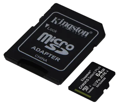 Produktbild von Kingston Technology Canvas Select 64GB micSDXC Plus 100R A1 C10 Speicherkarte + Adapter, 64 GB, MicroSDXC, Klasse 10, UHS-I, 100 MB/s, Class 1 (U1)