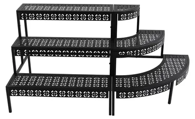 Produktbild von Blumenregal - 3-stufiges Leiterregal - Pflanzenständer - Blumentopfhalter - Eisen - Schwarz