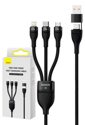 Obrázok produktu pre Baseus CASS030101 USB kábel 1,2 m USB A/USB C USB C/Micro-USB B/Lightning Black