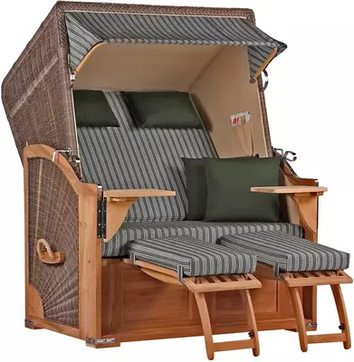 Produktbild von Strandkorb Nordstrand Teak PE grey Dessin 504