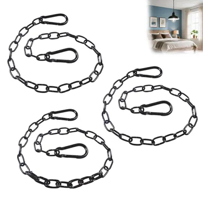 Schakelketten, schwarz, mit Karabinerhaken, 3 Stück, 60 cm