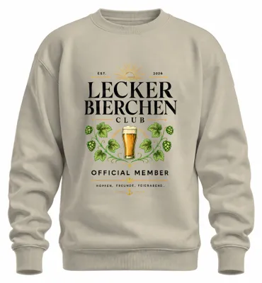 Immagine prodotto di Felpa con cappuccio "Lecker Bierchen Club", membro ufficiale, motivo "Hopfen Stammtisch Pils", colore naturale, taglia 3XL