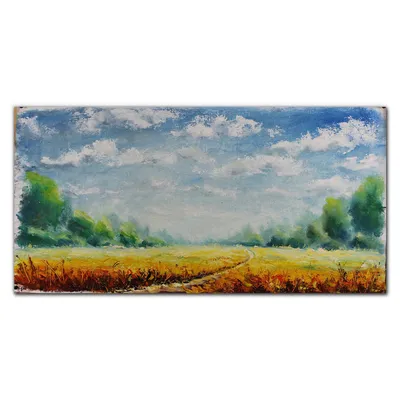 Produktbild von Coloray - Bild aus Glas - 120x60 cm - glasblock mit bild gehärtetes Glas wohnzimmer Dekoration wanddekoration Küche - Wiese Wald Natur Himmel