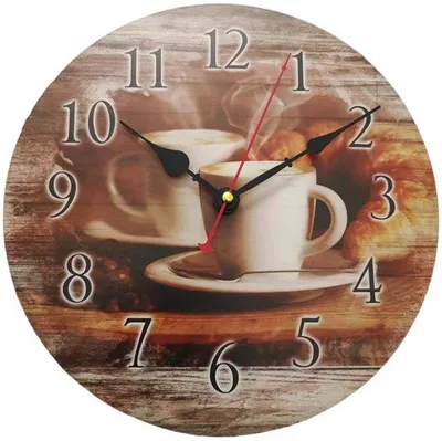 Obrázok produktu pre Rustikálne kuchynské nástenné hodiny 30 cm, kávovo hnedé, tiché