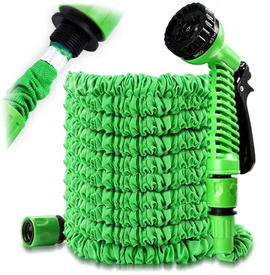 Produktbild von Gartenschlauch flexibel dehnbar Wasserschlauch Flexschlauch MultifunktionsbrauseFarbe:Grün;Länge:15m