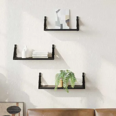 Image de Maison Exclusive - Étagère murale Fixation murale avec rangement 3 pièces Aspect chêne noir