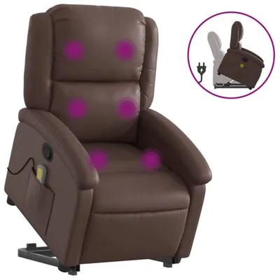 Produktbild von vidaXL Massagesessel mit Aufstehhilfe Braun Kunstleder