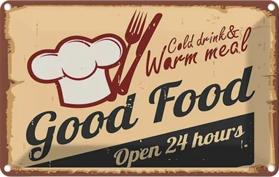 Produktbild von vianmo Blechschild 12x18 cm Cold drinks and warm meal Essen Trinken