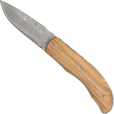 Produktbild von Haller Damast-Taschenmesser Olivenholzgriff