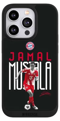 Produktbild von NIVOCASE Handyhülle für Apple iPhone 14 Pro  Hülle NIVOpure Case Schwarz FC Bayern München Offizielles Lizenzprodukt Jamal Musiala