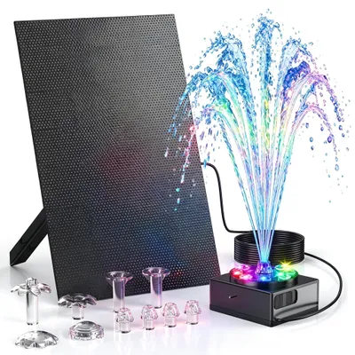 Immagine prodotto di Fontana solare da esterno con batteria e luci LED, 10 W