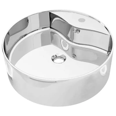 Produktbild von vidaXL Waschbecken mit Überlauf 46,5 x 15,5 cm Keramik Silbern