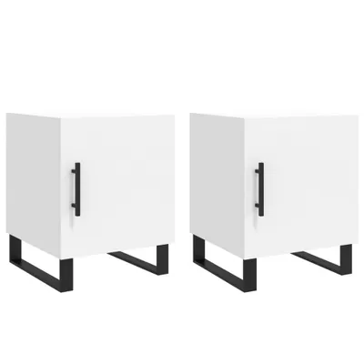 Produktbild von "WINTER SALE"Nachttisch 2er Set, für Schlafzimmer - elegantes Design - Nachtkommode - Weiß 40x40x50cm Holzwerkstoff - Nachttische & -schränke NeuMöbel685723